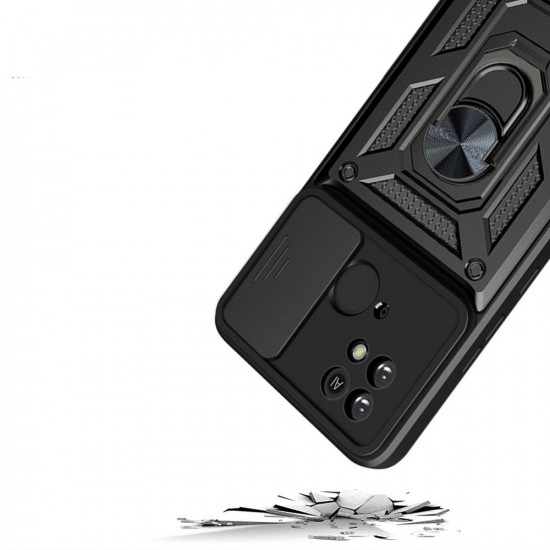 Tech-Protect Xiaomi Redmi 10C Camshield Pro Σκληρή Θήκη με Πλαίσιο Σιλικόνης και Δαχτυλίδι Συγκράτησης - Black