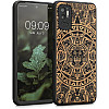 KW Xiaomi Redmi Note 10 5G Θήκη από Φυσικό Ξύλο - Design Mayan Calendar - Light Brown / Black - 56792.03