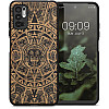 KW Xiaomi Redmi Note 10 5G Θήκη από Φυσικό Ξύλο - Design Mayan Calendar - Light Brown / Black - 56792.03