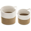 Navaris Σετ με 2 Βαμβακερά Καλάθια Αποθήκευσης - Brown / White - 57354.01