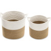 Navaris Σετ με 2 Βαμβακερά Καλάθια Αποθήκευσης - Brown / White - 57354.01
