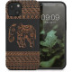 KW iPhone 13 Θήκη από Φυσικό Ξύλο - Design Wood Elephant With Pattern - Light Brown / Black - 55953.11