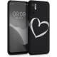 KW Xiaomi Redmi Note 10 5G Θήκη Σιλικόνης TPU - Design Brushed Heart - Black / White - 56053.03