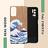 KW Xiaomi Redmi Note 10 5G Θήκη από Φυσικό Ξύλο - Design The Great Wave - Blue / White / Brown- 56792.04