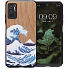 KW Xiaomi Redmi Note 10 5G Θήκη από Φυσικό Ξύλο - Design The Great Wave - Blue / White / Brown- 56792.04