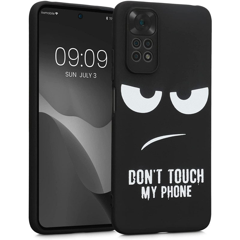 KW Xiaomi Redmi Note 11 / Redmi Note 11S Θήκη Σιλικόνης - Design Don't Touch My Phone - Black / White - 57387.01
