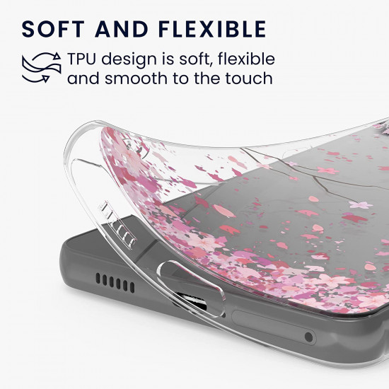 KW Samsung Galaxy A53 5G Θήκη Σιλικόνης TPU Design Cherry Blossoms - Pink / Dark Brown - Διάφανη - 58384.02