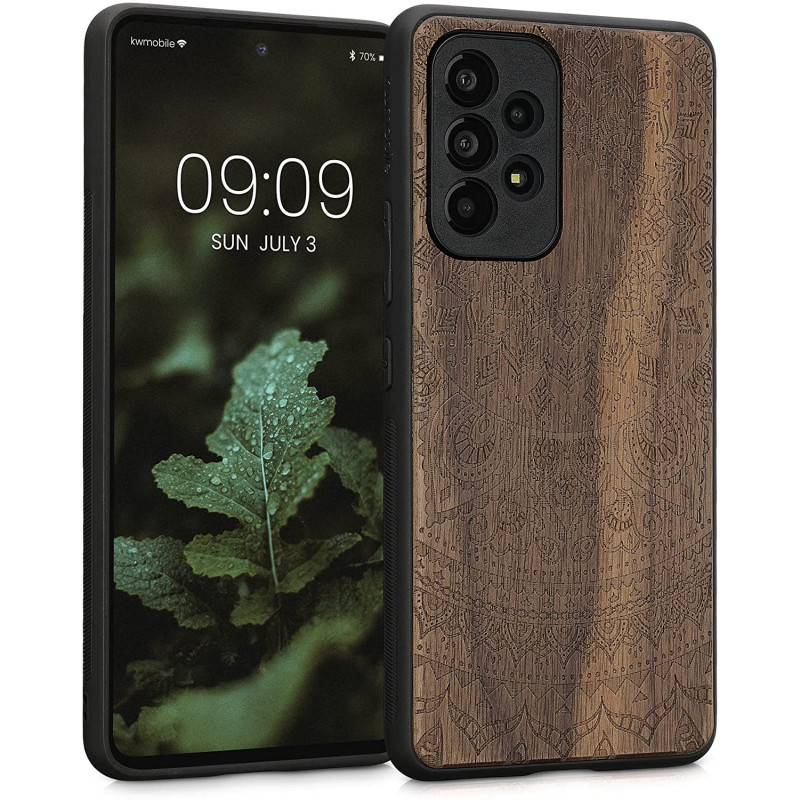 KW Samsung Galaxy A53 5G Θήκη από Φυσικό Ξύλο Design Indian Sun - Dark Brown - 58317.03