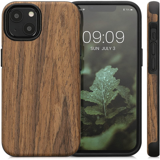KW iPhone 13 Θήκη Σιλικόνης TPU Design Two-Tone Wood - Woodgrain Brown - 58302.01