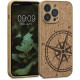 KW iPhone 13 Pro Σκληρή Θήκη από Φελλό με Πλαίσιο Σιλικόνης - Design Navigational Compass - Dark Brown / Light Brown - 58126.02