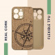 KW iPhone 13 Pro Σκληρή Θήκη από Φελλό με Πλαίσιο Σιλικόνης - Design Navigational Compass - Dark Brown / Light Brown - 58126.02