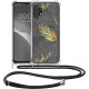 KW Samsung Galaxy A13 4G Θήκη Σιλικόνης TPU με Λουράκι Design Palm Leaves - Yellow / Grey - Διάφανη - 58232.01