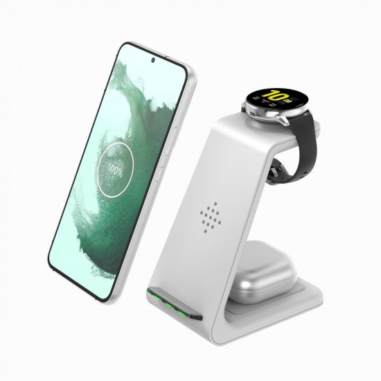 Tech-Protect A7 3in1 Ασύρματος Φορτιστής Qi Charge για Smartphones, Airpods και Galaxy Watch - White