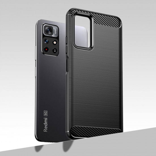 OEM Xiaomi Poco M4 Pro 5G / Redmi Note 11S 5G Θήκη Rugged Carbon TPU - Black