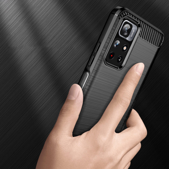OEM Xiaomi Poco M4 Pro 5G / Redmi Note 11S 5G Θήκη Rugged Carbon TPU - Black