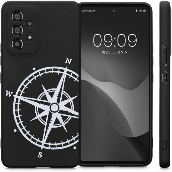 KW Samsung Galaxy A53 5G Θήκη Σιλικόνης Design Navigational Compass - Black / White - 58241.04