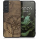 KW Samsung Galaxy S22+ Θήκη από Φυσικό Ξύλο - Design Navigational Compass - Dark Brown - 58305.02