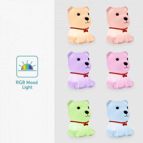 Navaris LED Night Light RGB - Παιδικό Νυχτερινό Φως με Αλλαγή Χρωμάτων - Design Sitting Dog - White / Red - 55003.02.01