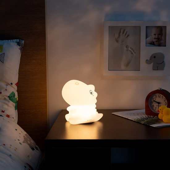 Navaris LED Night Light RGB - Παιδικό Νυχτερινό Φως με Αλλαγή Χρωμάτων - Design Sitting Dino - White - 55003.02.02