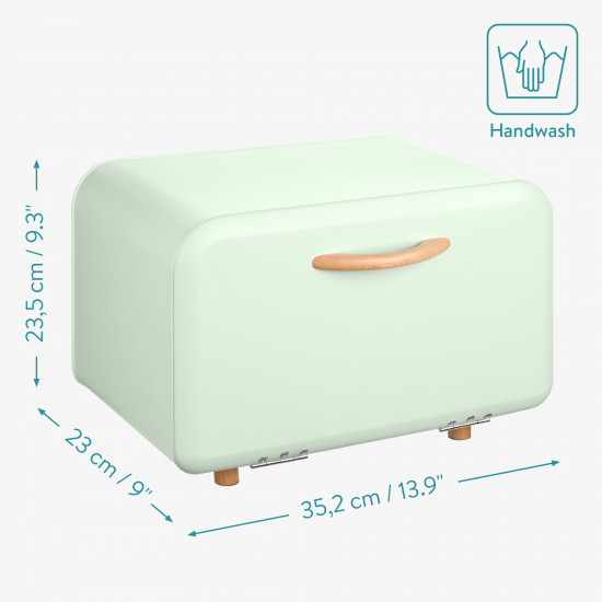 Navaris Κουτί Αποθήκευσης Ψωμιού - 35,2 x 23,5 x 23 cm - Mint Green - 51503.02.71