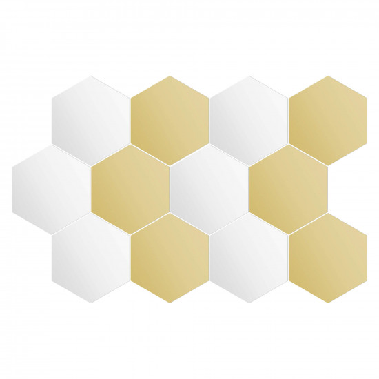 Navaris Σετ με 12 Ακρυλικά Εξάγωνα Αυτοκόλλητα Πάνελ Καθρέπτες Τοίχου - Silver / Gold - 56744.03
