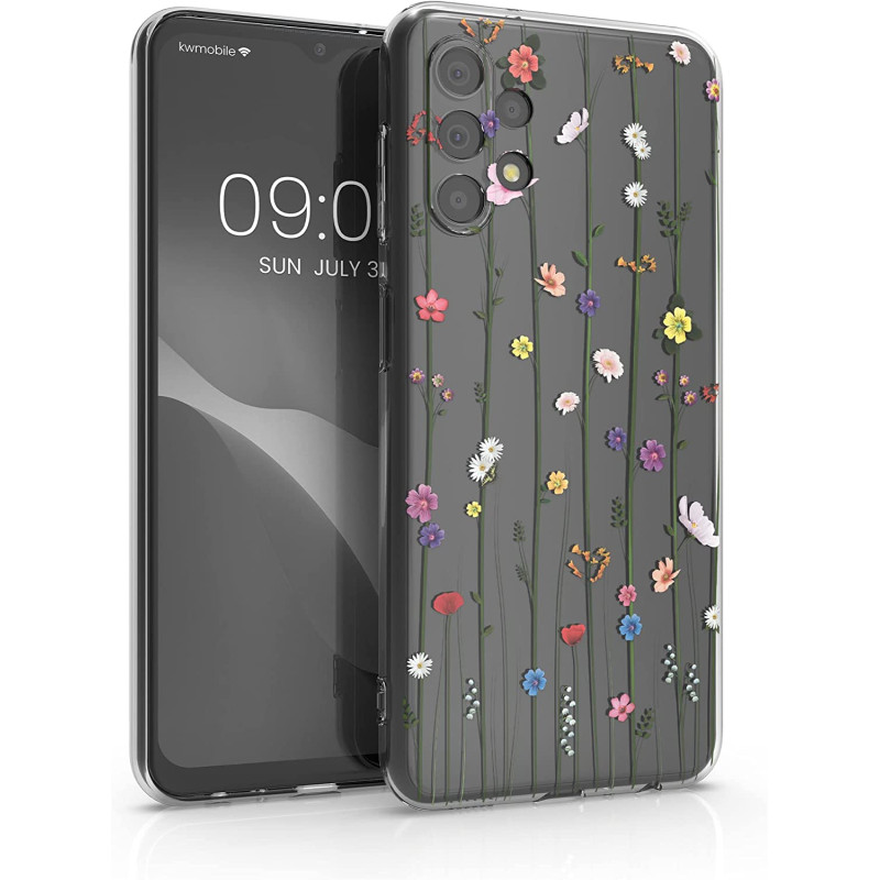 KW Samsung Galaxy A13 4G Θήκη Σιλικόνης TPU - Design Wildflower Vines - Multicolor /  Διάφανη - 58381.03