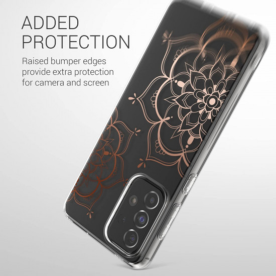 KW Samsung Galaxy A33 5G Θήκη Σιλικόνης TPU Design Flowers Twins - Rose Gold - Διάφανη - 58799.02