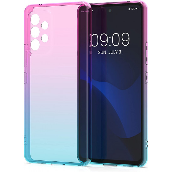 KW Samsung Galaxy A53 5G Θήκη Σιλικόνης TPU Design Two Colors - Pink / Blue / Διάφανη - 58626.01