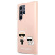 Karl Lagerfeld Samsung Galaxy S22 Ultra Silicone Karl and Choupette Θήκη Σιλικόνης - Light Pink - KLHCS22LSSKCI