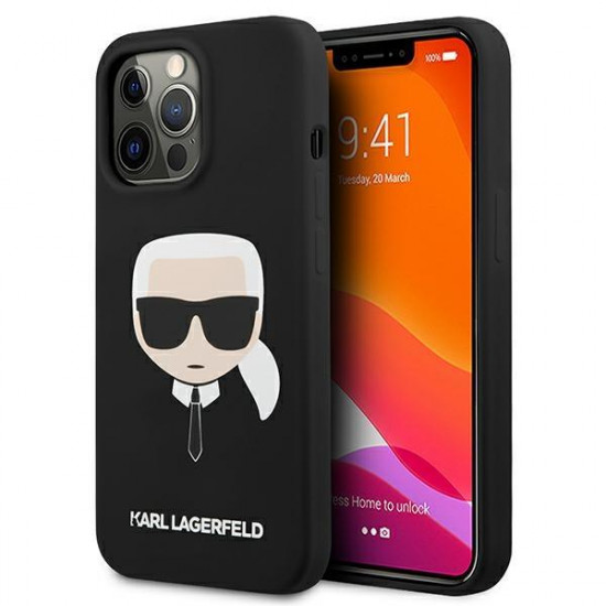 Karl Lagerfeld iPhone 13 Pro Silicone Karl's Head Θήκη Σιλικόνης - Black - KLHCP13LSLKHBK