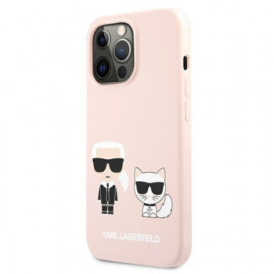 Karl Lagerfeld iPhone 13 Pro Silicone Karl and Choupette Θήκη Σιλικόνης - Light Pink - KLHCP13LSSKCI