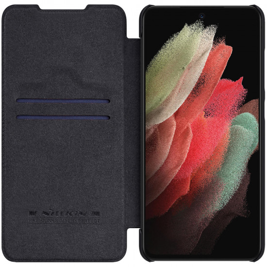 Nillkin Samsung Galaxy S22 Ultra Qin Leather Pro Flip Book Case with Camera Protection Θήκη Βιβλίο με Κάλυμμα για την Κάμερα - Black