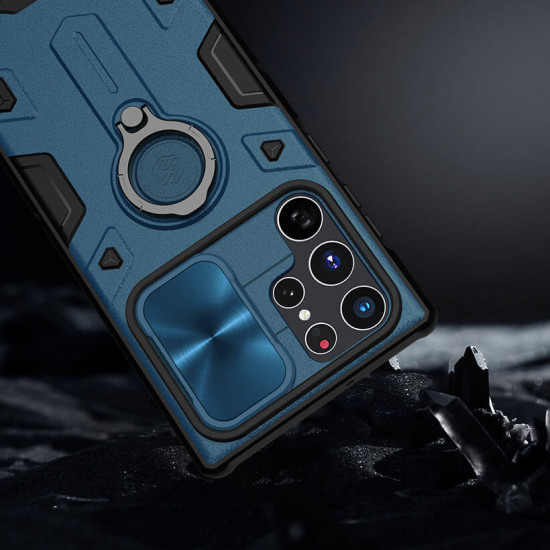 Nillkin Samsung Galaxy S22 Ultra CamShield Armor Case with Ring Holder Σκληρή Θήκη με Κάλυμμα για την Κάμερα και Δαχτυλίδι Συγκράτησης - Blue