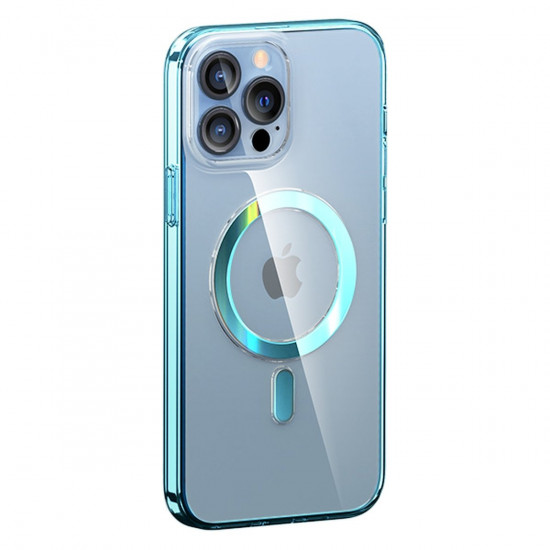 Kingxbar iPhone 13 Pro Pure Series Magnetic Case Λεπτή Σκληρή Θήκη με Πλαίσιο Σιλικόνης και MagSafe - Sleeve Blue / Διάφανη