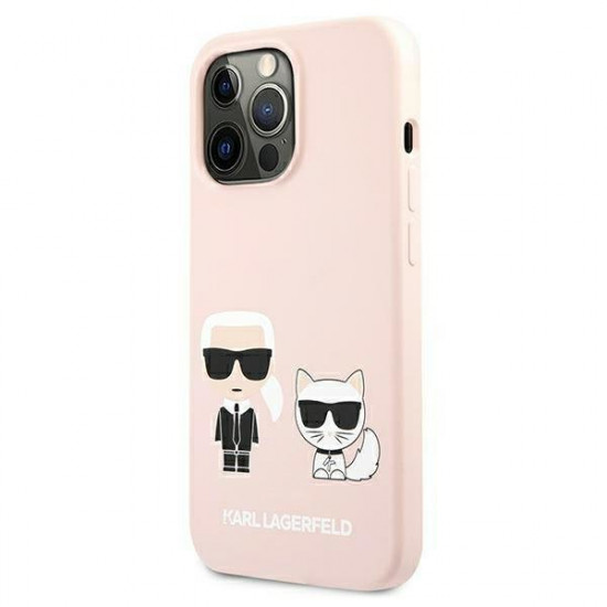 Karl Lagerfeld iPhone 13 Pro Max Silicone Karl and Choupette Θήκη Σιλικόνης με MagSafe - Light Pink - KLHMP13XSSKCI