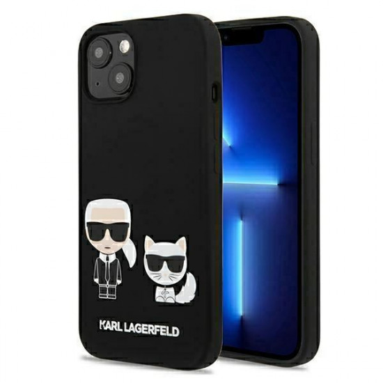 Karl Lagerfeld iPhone 13 Silicone Karl and Choupette Θήκη Σιλικόνης με MagSafe - Black - KLHMP13MSSKCK