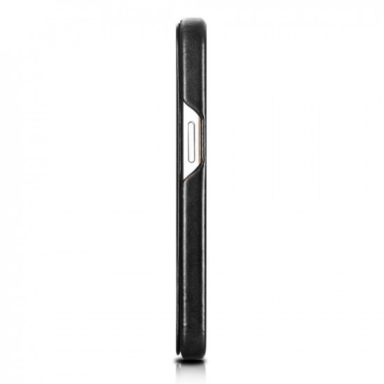 iCarer iPhone 13 Pro Max Vintage Wallet Case with Genuine Leather Θήκη Πορτοφόλι από Γνήσιο Δέρμα - Black