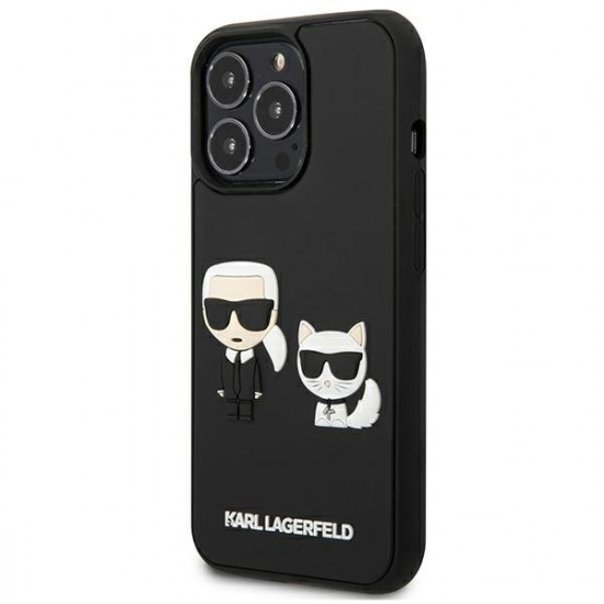 Karl Lagerfeld iPhone 13 Pro - 3D Silicone TPU Karl and Choupette Θήκη Σιλικόνης με Επένδυση από Μικροϊνες - Black - KLHCP13L3DRKCK