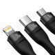 Baseus Flash Series ΙΙ Καλώδιο Γρήγορης Φόρτισης και Δεδομένων 100W 1.5m - Type C / Lightning / micro USB - Black - CASS030201
