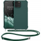 KW iPhone 13 Pro Max Θήκη Σιλικόνης TPU με Λουράκι - Dark Green - 55977.80