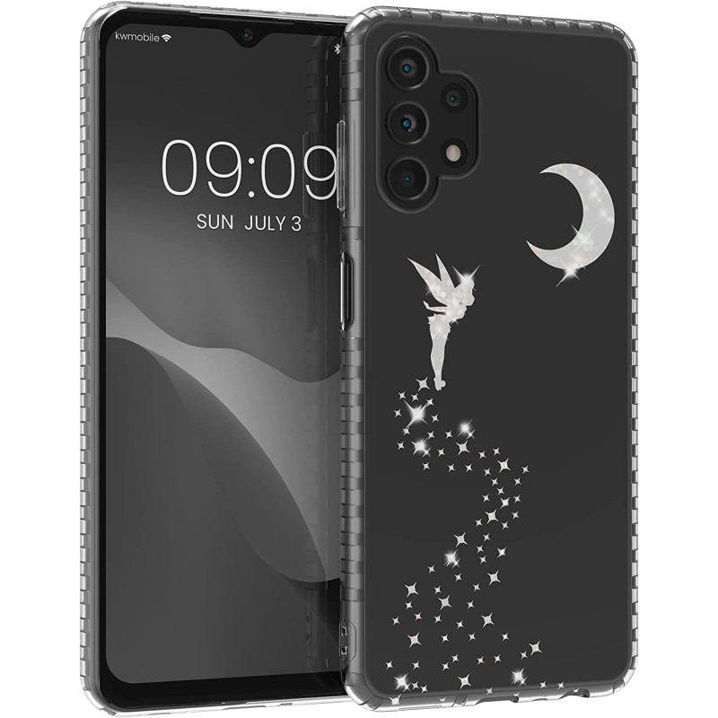 KW Samsung Galaxy A13 4G Σκληρή Θήκη με Πλαίσιο Σιλικόνης - Design Glittery Fairy - Διάφανη - Silver - 58366.01