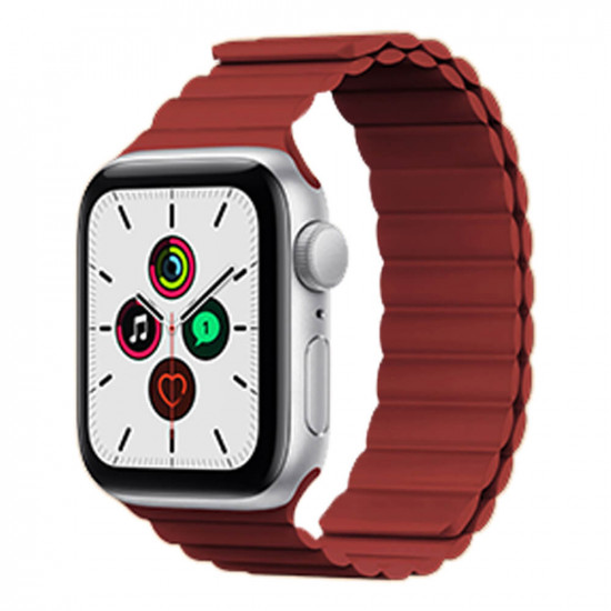Kingxbar MagneticΛουράκι Apple Watch 2 / 3 / 4 / 5 / 6 / 7 / 8 / 9 / SE / ULTRA / ULTRA 2 - 42 / 44 / 45 / 49 mm Σιλικόνης - Red