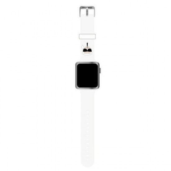 Karl Lagerfeld Λουράκι Apple Watch 2 / 3 / 4 / 5 / 6 / 7 / 8 / 9 / SE - 38 / 40 / 41 mm Silicone Karl Heads Σιλικόνης - White - KLAWMSLKW