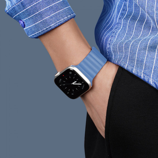 Dux Ducis Λουράκι Apple Watch 2 / 3 / 4 / 5 / 6 / 7 / 8 / 9 / SE - 38 / 40 / 41 mm Magnetic Strap Chain Version Μαγνητικό Σιλικόνης - Blue