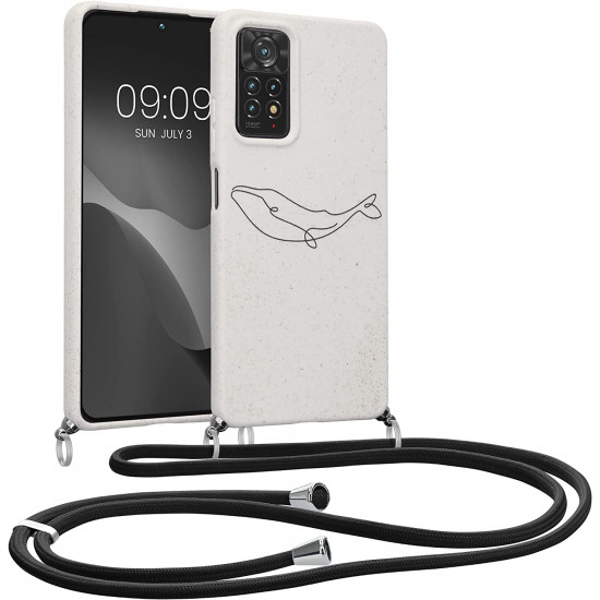 Kalibri Xiaomi Redmi Note 11 Pro / Note 11 Pro 5G Θήκη Σιλικόνης TPU με Λουράκι - Design Elegant Whale - Cream / Black - 58438.02