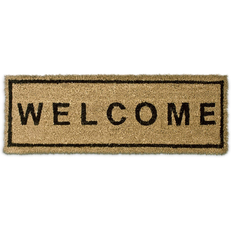 Relaxdays Χαλάκι Πόρτας από Ίνες Καρύδας Design Welcome - 75 x 25 x 1,3 cm - Natural - 4052025032173