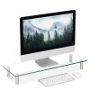 Relaxdays Γυάλινη Βάση Στήριξης Οθόνης Τηλεόρασης / Laptop με Ρυθμιζόμενο Ύψος - Clear - 4052025921330