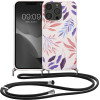 Kalibri iPhone 13 Pro Θήκη Σιλικόνης TPU με Λουράκι - Design Colourful Leaves - Blue / Deep Rusty Rose / Cream - 58554.01