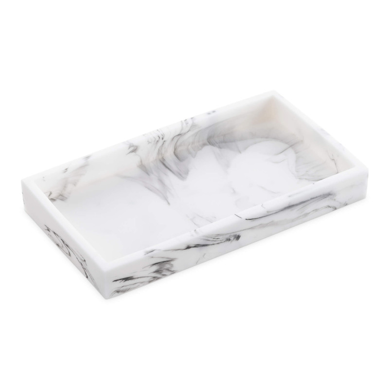 Navaris Διακοσμητικός Δίσκος από Πολυρεσίνη - Design Marble - White - 55578.02