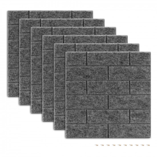 Navaris Σετ με 6 Πλαίσια Ανακοινώσεων από Τσόχα - Design Brick - Grey - 57658.22